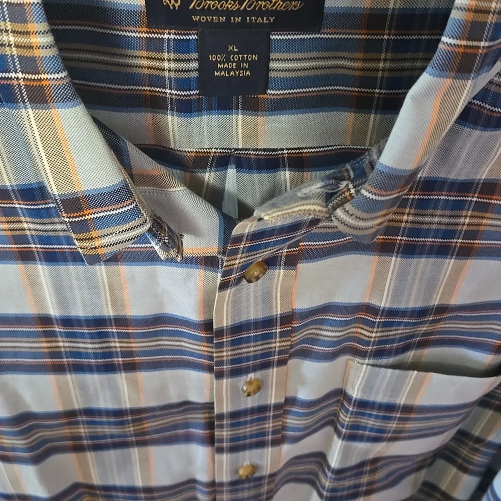 Brooks Brothers Men's Blue Plaid Shirt - Picture 6 of 9